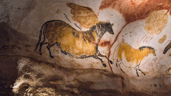 Domena publiczan malowidło naskalne przedstawiające paleoliteczyne zwięrzęta